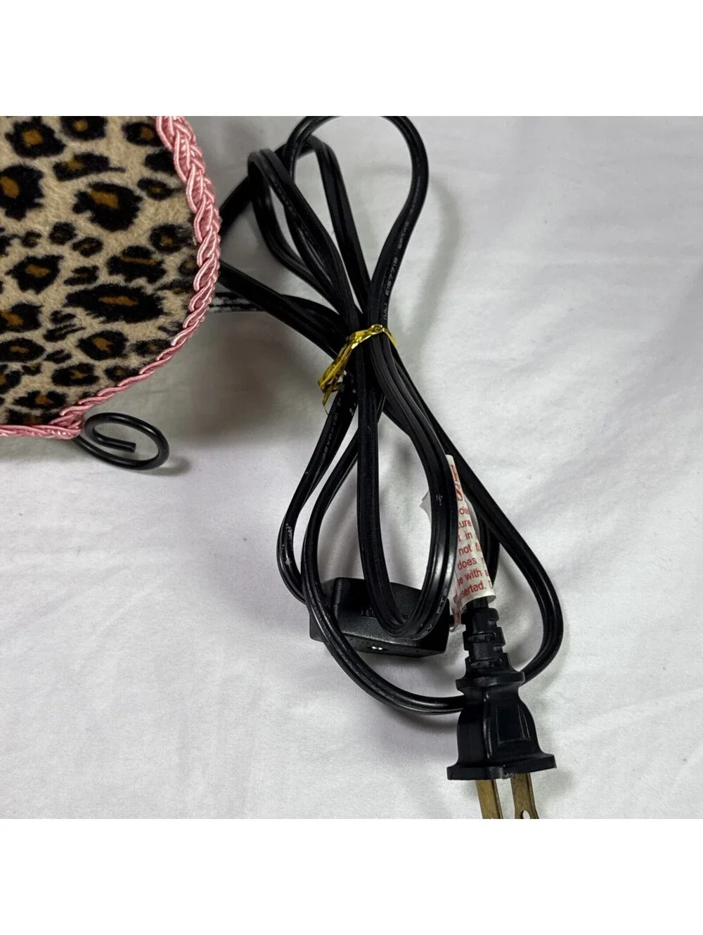 Animal Print Purse Clutch Table Lamp Dangle Beads Leopard Print Pink Faux Fur